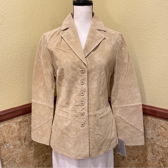 Beyond California NWT Suede Leather Jacket Blazer Womens Tan Size Large Western - Picture 15 of 15